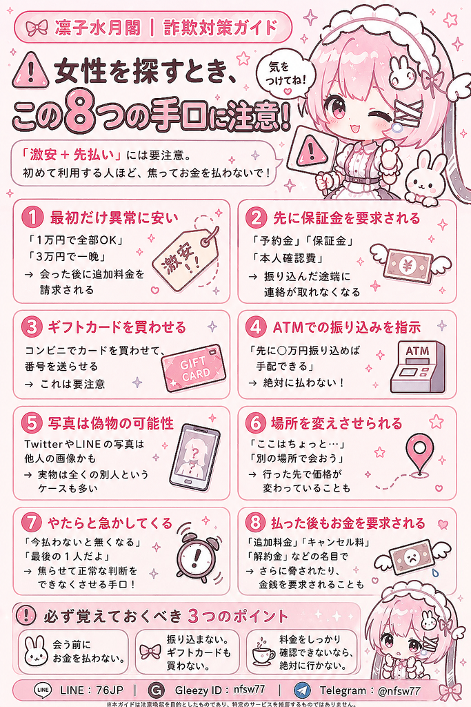 凜子水月閣｜詐欺対策⚠️ 日本で女性と会うとき、この8つには要注意
